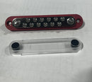 BB150-T1M6S12-B 48VDC 150A Common BusBar with 1×M6 Stud and 12×M4 Screws RED